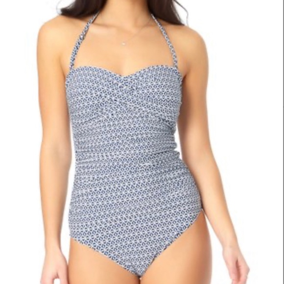 Anne Cole Other - *New Anne Cole Blue Low Tide Geometric Liz Twist-Front Bandeau One-Piece